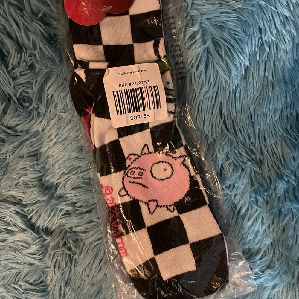 New 2 pair Invader Zim crew socks